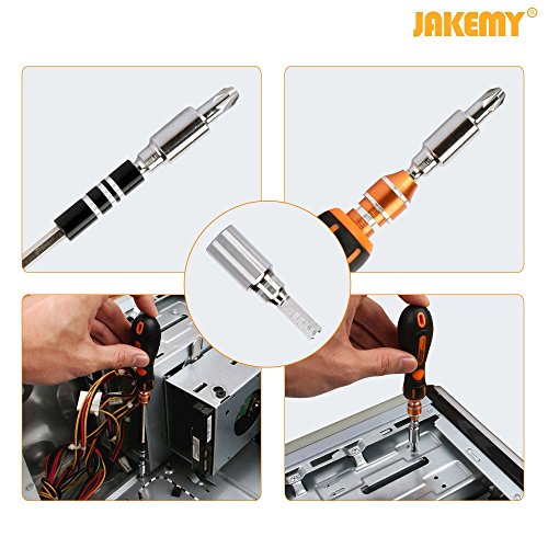 Jakemy Screwdriver Set, All in 1 with 50 Magnetic Precision Driver Bits, Repair Tool kit with Pocket Tool Bag for iPhone, Computer, Macbook, Cell Phone, PC, Laptop, Tablet, Game Console (107-IN-1)
