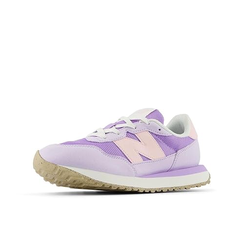 New Balance 237 V1 Lace-Up Sneaker, Lilac Glo/Shell Pink, 5 Wide US Unisex Big_Kid