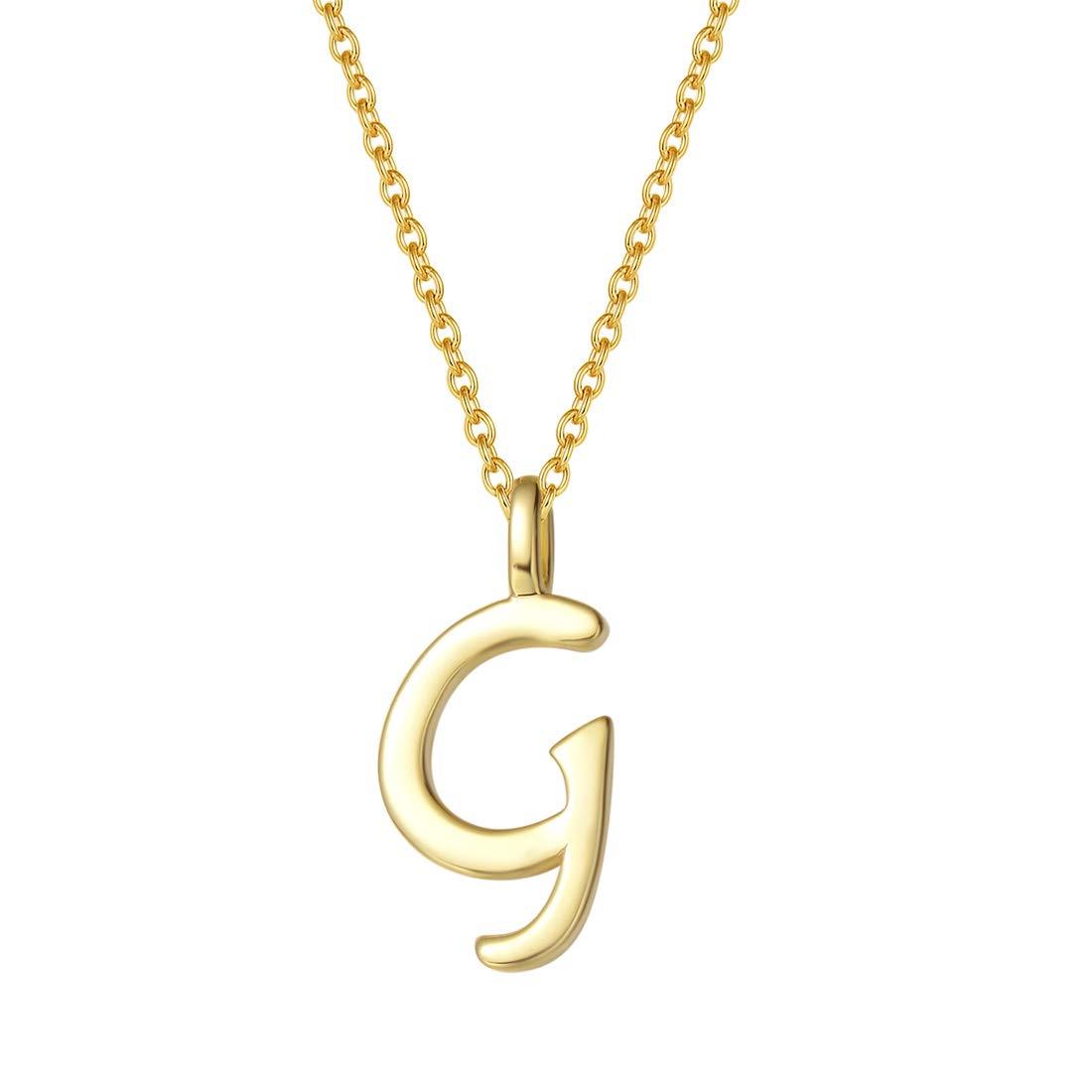Initial Alphabet Necklace, 925 Sterling Silver with Yellow Gold Plated, Letter G Name Pendant for Women Girls Teenagers Friends with Gift Jewellery Box - Chain Length: 16 + 2 Inch