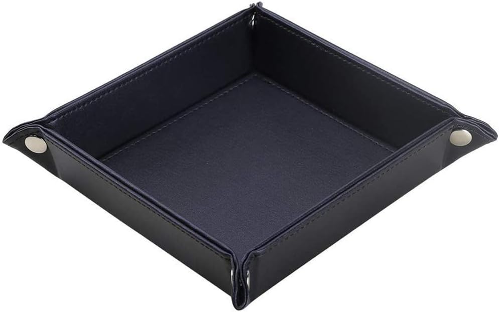 Leather Tray Organizer, PU Leather Jewelry Hanging Bag, Cell Phone and Key Box for Men and Women Bedside Storage Box
