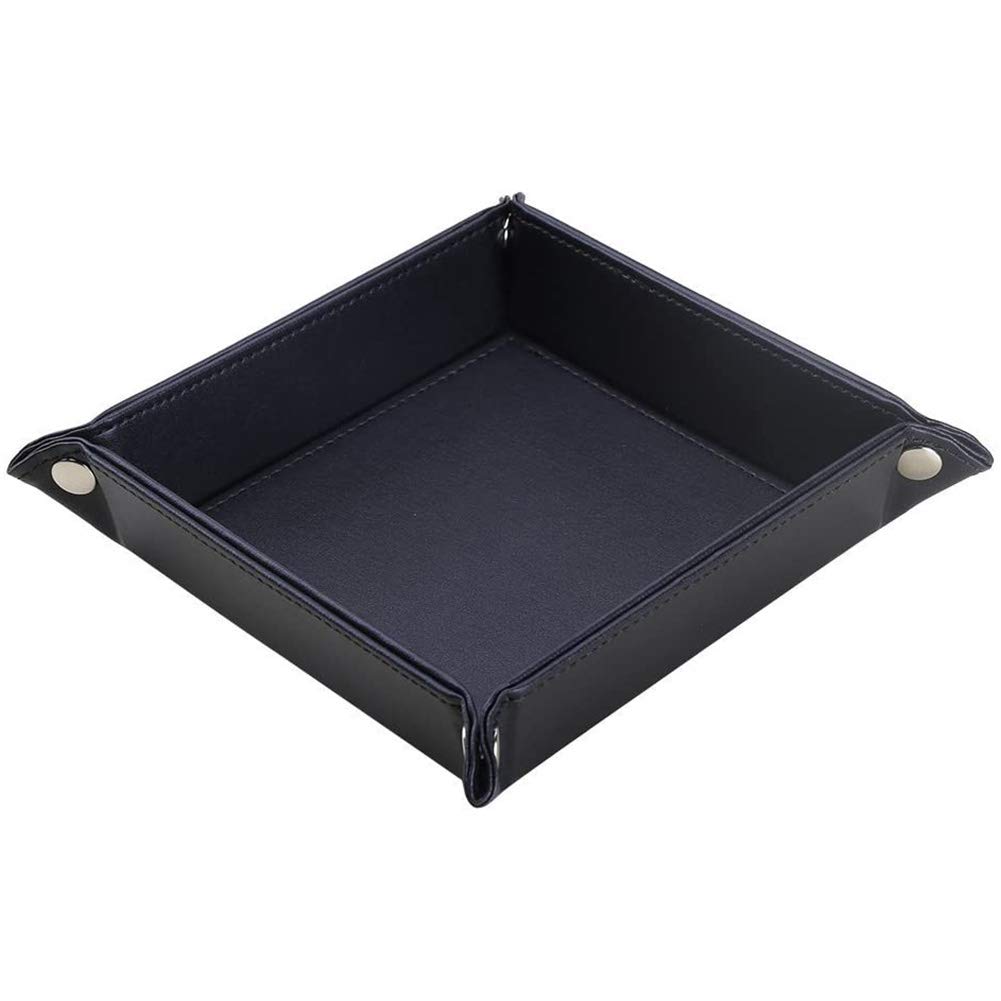 Leather Tray Organizer, PU Leather Jewelry Hanging Bag, Cell Phone and Key Box for Men and Women, Bedside Storage Box, Desk Coin Purse Compartment for Wallet Key Holder Mobile