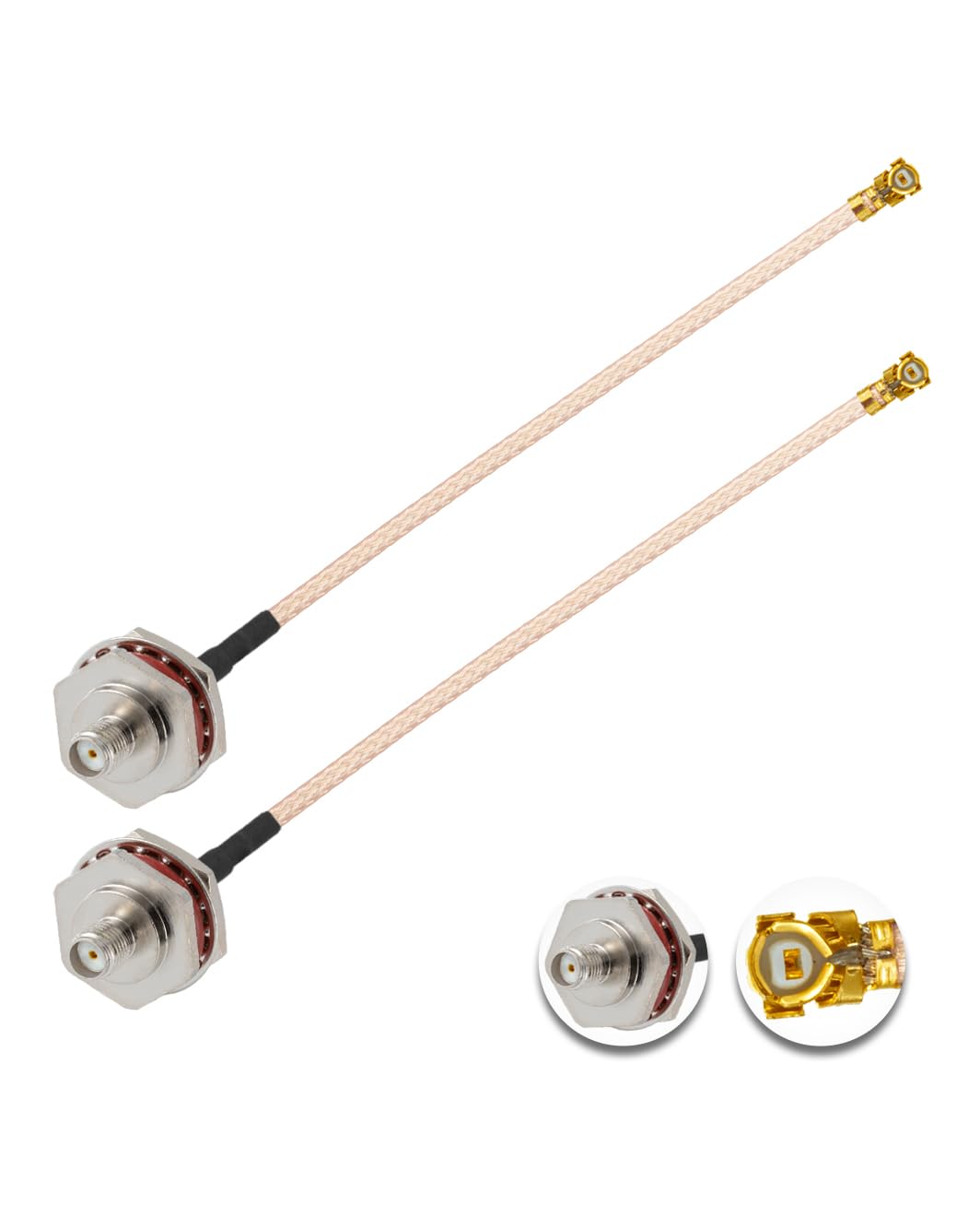 Vecys 2PCS U.F.L1 to SMA Female Waterproof Box M16 Low Loss Coaxial Cable 4" /10CM U.F.L1 to SMA Female RG178 Coaxial Pigtail Cablee for Wireless Routers Mini PCIE Network Cards PCI
