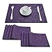 Top Finel Dinning Table Placemats for Kitchen Table Set of 8 Vinyl Woven Place Mats Heat Resistant Wipeable Placemat for Holiday, Purple