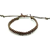 Hemp Bracelet Adjustable Friendship String (Simple Olive Green & Dark Brown)