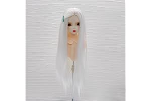 Sunportzida BJD Doll Wigs,1/3 1/4 1/6 BJD SD Doll Hair Varies Long Straight for Doll DIY Cosplay (White, 1/6)