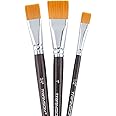 Transon Flat Paint Brush Set 3pcs for Acrylic Watercolor Gouache Oil and Body Painting
