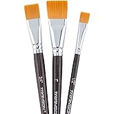 Transon Flat Paint Brush Set 3pcs for Acrylic Watercolor Gouache Oil and Body Painting