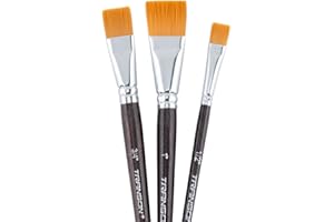 Transon Flat Paint Brush Set 3pcs for Acrylic Watercolor Gouache Oil and Body Painting