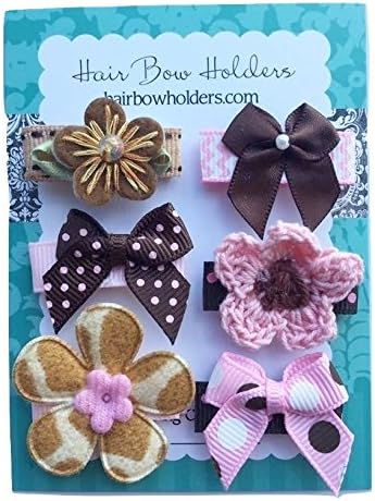 VELCRO HAIR BOWS for Baby Girl - BEST BABY SHOWER GIFT - Small Bows, Pink and Brown mini bows for newborns