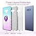VEGO Galaxy Note 9 Glitter Gradient Case with Ring Holder Kickstand for Women Girls Bling Diamond Rhinestone Sparkly Fasion Shiny Cute Protective Case for Samsung Galaxy Note 9 (Teal Purple)