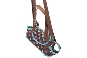Pet Crossbody Bag for Dogs and Cats with Leash Harness Polyester Carrier in Blue Pink Brown(M,Brown)
