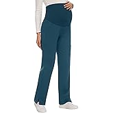 AMPOSH Women's Maternity Scrub Pants with 6 Pockets Stretchy Straight Leg Pregnancy Workwear