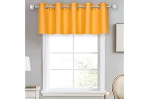 DECOVSUN Orange Yellow Valances for Windows 70X18 Inches Blackout Thermal Insulated Valance with Grommet Top for Kitchen Living Room Short Straight Drape Valance for Bedroom Kids Room 1 Panel
