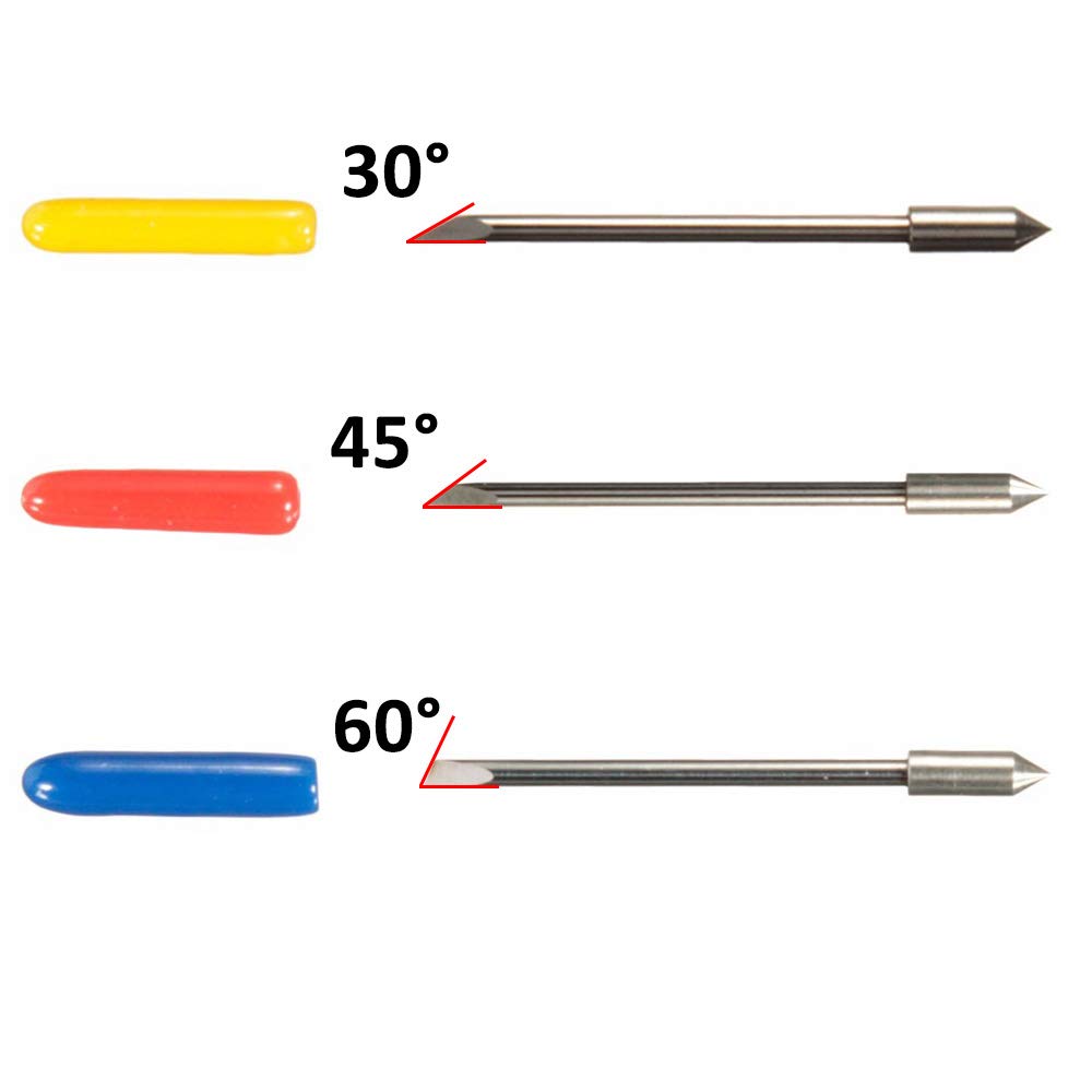 CJRSLRB Blade Holder Base with 18Pcs Cutting Blades (30/45/60 Degree) for Silhouette Cameo 1 2 3/Portrait/Curio/Graphtec 6000/CE 5000-60 Plotter