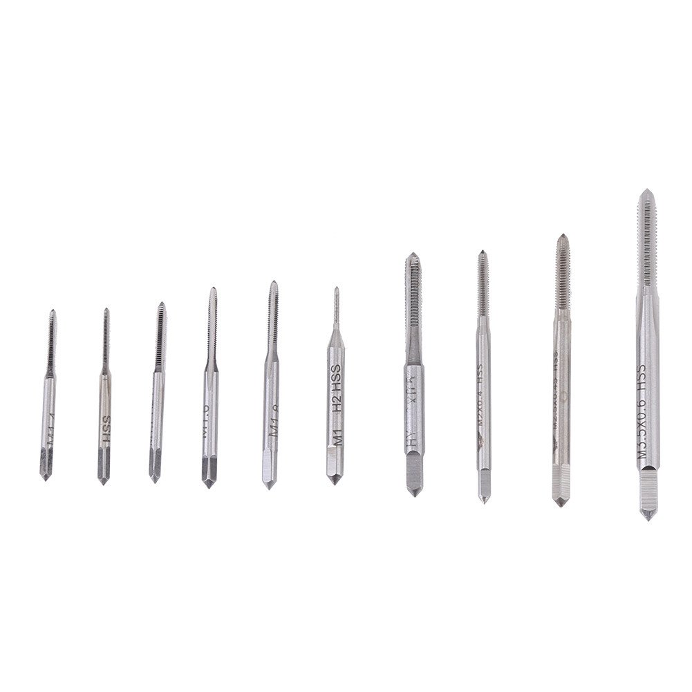 Machine Hand Tap, 10pcs Mini Hand Tap Machine Screw Metric Thread Wire Tapping Drill Bits M1, M1.2, M1.4, M1.6, M1.7, M1.8, M2, M2.5, M3, M3.5