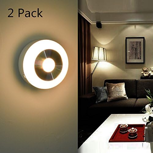 LED Motion Sensor Light Indoor Stair Night,2-Pack,Battery Operated,Stick on Anywhere Cordless,for Stairway Stairwell Home Kitchen Under Cabinet Closet Hallway Bathroom Bedroom Nursery Kids Room Camp