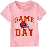 MODNTOGA Toddler Girl Boy Game Day T-Shirt Sunday Football Cap Graphic Shirt Short Sleeve Little Kid Rugby Sports Fan Tee Top