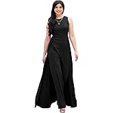 KOH KOH Womens 2026 Sleeveless Flattering Dressy Long Pant Cape Classy Elegant Jumpsuit