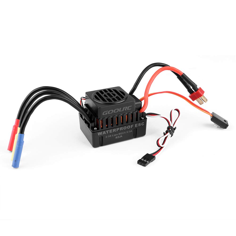 Photo 1 of GoolRC Brushless Motor ESC Waterproof 45A Brushless ESC Electric Speed Controller with 5.5V/3A BEC for 1/10 RC Car