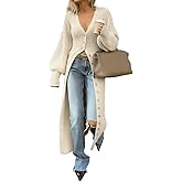 Shiyinvie Women's 2025 Trendy V-Neck Button Down Long Cardigans, Chunky Knit Fall Maxi Coat Sweater Dress