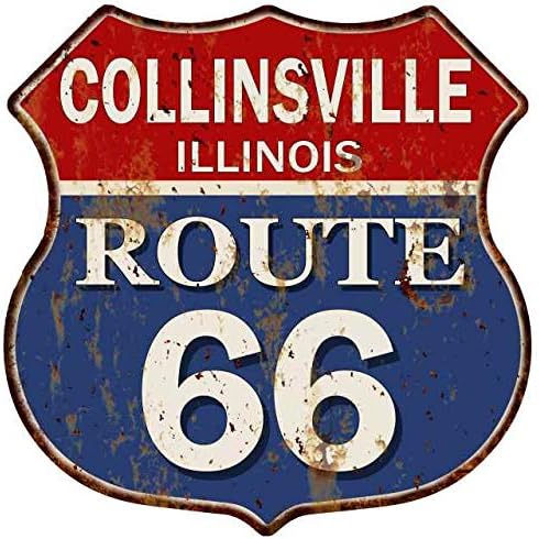 Collinsville, Illinois Route 66 Shield Metal Sign Man Cave Ga14.5 x 14.5 Matte Finish Metal 115150013243