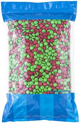 Bulk Plain Christmas M&amp;M's - 5 lbs in a Resealable Bomber Bag - Red, Green Colors - Great for Baking - Candy Bowls - Wholesale - Holiday Parties !!!!