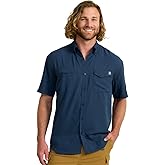 HUK Mens Tide Point Pattern Short Sleeve Shirt, Fishing Button Down