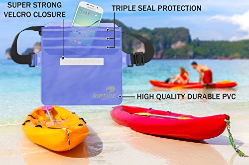 Waterproof Fanny Pack (2 Pack) For Men & Women Dry Bag Water Resistant With Adjustable Waist Strap -Protects Valuables - At Water Sports Swimming Skiing Black/Transparent & Sheer Pink By Riptide