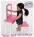Matty's Toy Stop Pink/White Wooden Doll Furniture Doll Vanity with Bench and Pull Out Drawer for 18 inch Dolls (Fits American Girl Dolls)