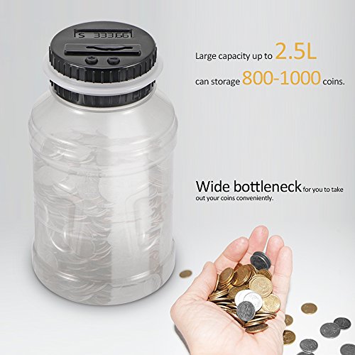 image for ALLOMN Digital Coin Bank Savings Jar, Digital Coin Counter Clear Digit