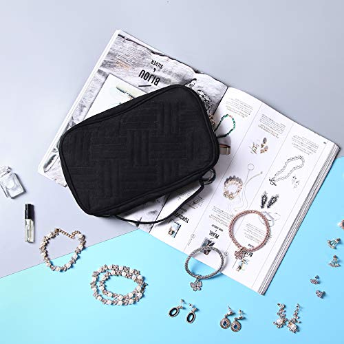 MoMA Travel Jewelry Organizer - 9.8”L x 6.1”W x 1.9”H Jewelry Case - Jewelry Storage Box for Necklace, Earrings, Rings, Bracelets - Women Quilted Jewelry Box Organizer - Girl Portable Jewelry Case - Thumbnail 4