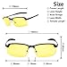 AMZTM Night Vision Goggles Semi-rimless Glare Reducing Glasses For Night Driving Polarized Sunglasses For Women and Men (Grey Frame and Yellow Lens, 66)