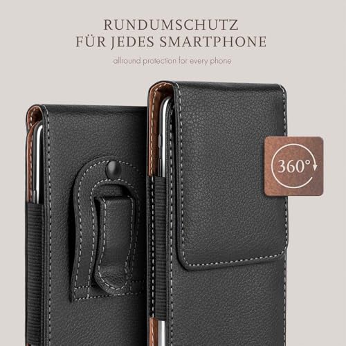 moex Plug Case Compatible with ZTE Blade A5 2020 Belt Clip Holster, Vegan Leather Mobile Phone Case, Mobile Phone Case, Flip Case, Foldable, Black