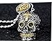 Moraner Sugar Skull Pendant Necklace Gothic Skeleton Pendants for Men with Wheat Chain