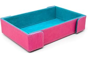 Norse Foundry Miami Dice Rectangle Dice Tray - Light Blue Velvet Interior, Pink Vegan Leather Exterior, Magnetic Folding Dice