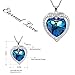 Blue Love Heart Necklace Pendant 925 Sterling Silver Cz Infinity Necklace with Swarovski Crystal Gift for Women