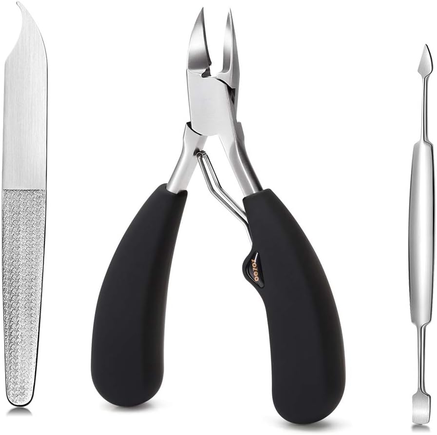BEZOX Toe Nail Clippers for Thick and Ingrown Nails,Nail Clippers kit with Cuticle Pusher and Nail File, Stainless Steel Scissor, for Paronychia, Pedicure and Manicure Tools for Podiatrists or Home