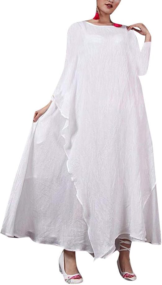 long sleeve white cotton dress