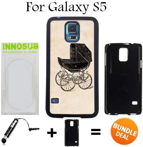 Vintage Baby Stroller Custom Galaxy S5 Cases-Black-Plastic,Bundle 2in1 Comes with Custom Case/Universal Stylus Pen by innosub