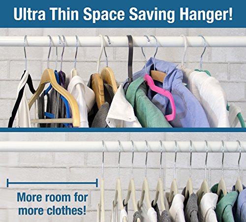Closet Complete Premium Quality, True-Heavyweight, 80-gram, Virtually-UNBREAKABLE Velvet Hangers, Ultra-Thin, Space Saving, No Slip Hangers, Best for SUIT, Dress, Pants, Shirt, 360° Spin, CHROME Hooks, Ivory Set of 50