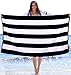 Consumable Depot %100 Cotton, Cabana, Stripe Designed Beach, Bath, Pool, Towel, Made in Turkey (Black White)