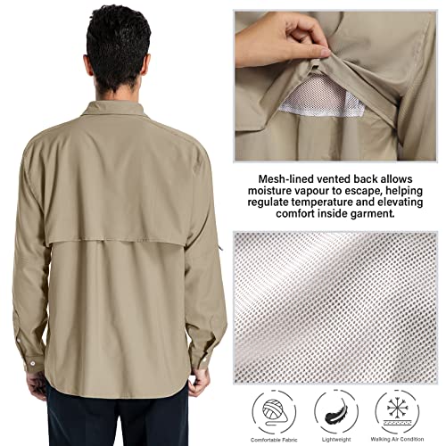 Anteef Mens Long Sleeve UV Protection Hiking Fishing UPF 50+ Quick Dry