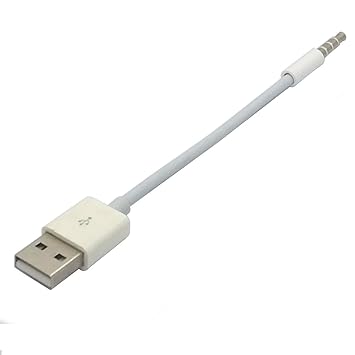 USB-Ladegerät und Sync Daten Kabel 3,5 mm-Stecker Audio Plug Jack zu USB 2.0 Konverter Adapter Kabel für Apple iPod shuffle 3. 4. 5. 6. 7. Generation 11 cm