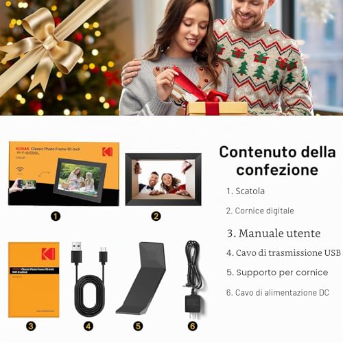 KODAK WIFI 10.1 Inch Digital Photo Frame, IPS Touch Screen, Share Photos and Videos via Email and APP, Digital Photo Frame with Auto-Rotation, Calendar, Alarm, Weather