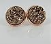 Rose Gold-tone Metallic Faux Druzy Stone Stud Earrings 12mm