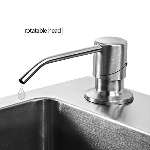 Built in Soap Dispenser, Bantoye 17 oz Large Capacity Bottle 304 Stainless Steel Pump Threaded Tube Soap Dispenser for Kitchen Thick Deck Installation