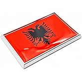Perdecor Albania Flag Sticker Emblem Albanian Decal Car Chrome Flags, 2 Pack, 3 x 2 inches
