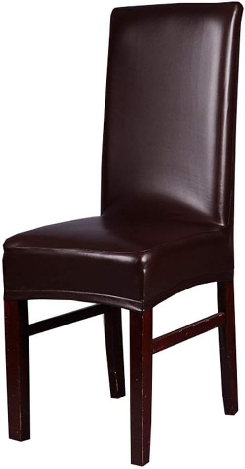 Inroy PU Chair Covers Artificial Stretch Leather Chair Protector Waterproof and Oilproof Universal Seat Slipcovers (4PCS, B-Brown)