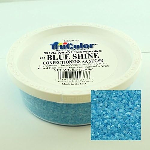 TruColor Confectioners AA Sanding Sugar (Large Crystals) Blue Shine (1x8 Oz)