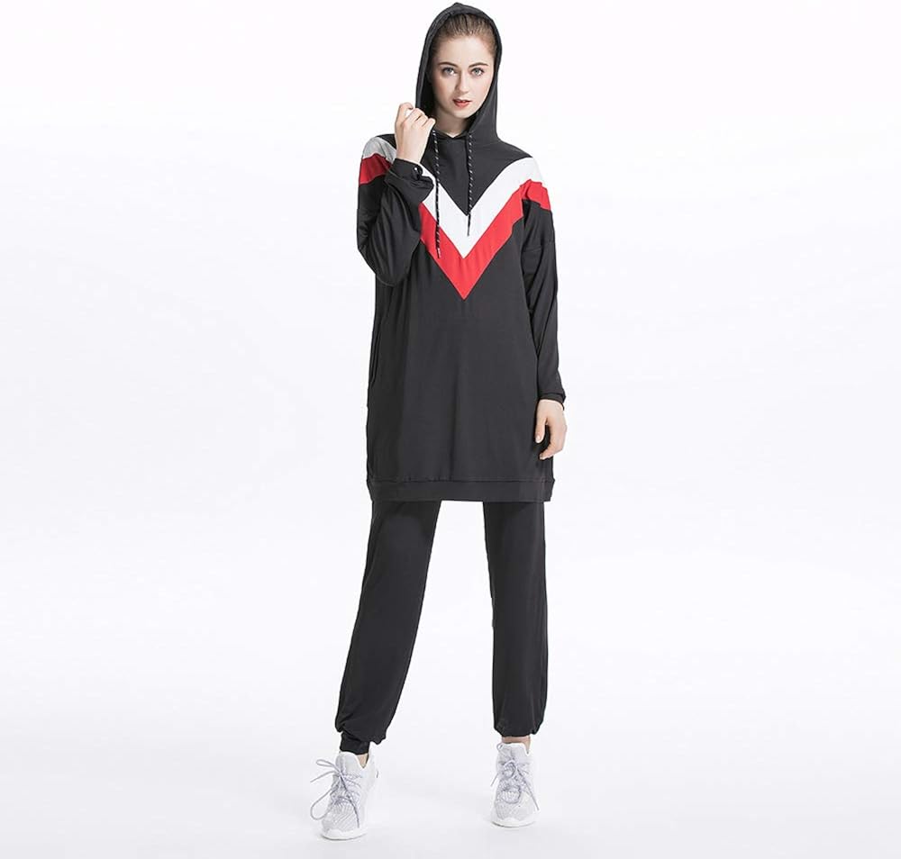 DreamsyUS Muslims Tracksuits Women Islamic Tracksuit Hoodies Casual Outdoor Color Sports Suit: Clothing